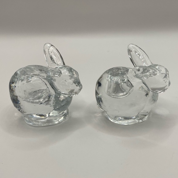 VINTAGE mini crystal bunny candlestick holders. Possibly Biedermann crystal. 2 - Picture 3 of 7